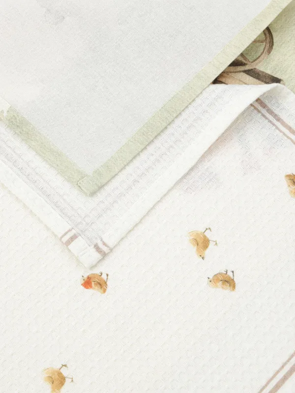 Полотенце кухонное, 40х60 см, 2 шт, хлопок, бежевое, Кролик и цыплята, Natural Easter, image-3