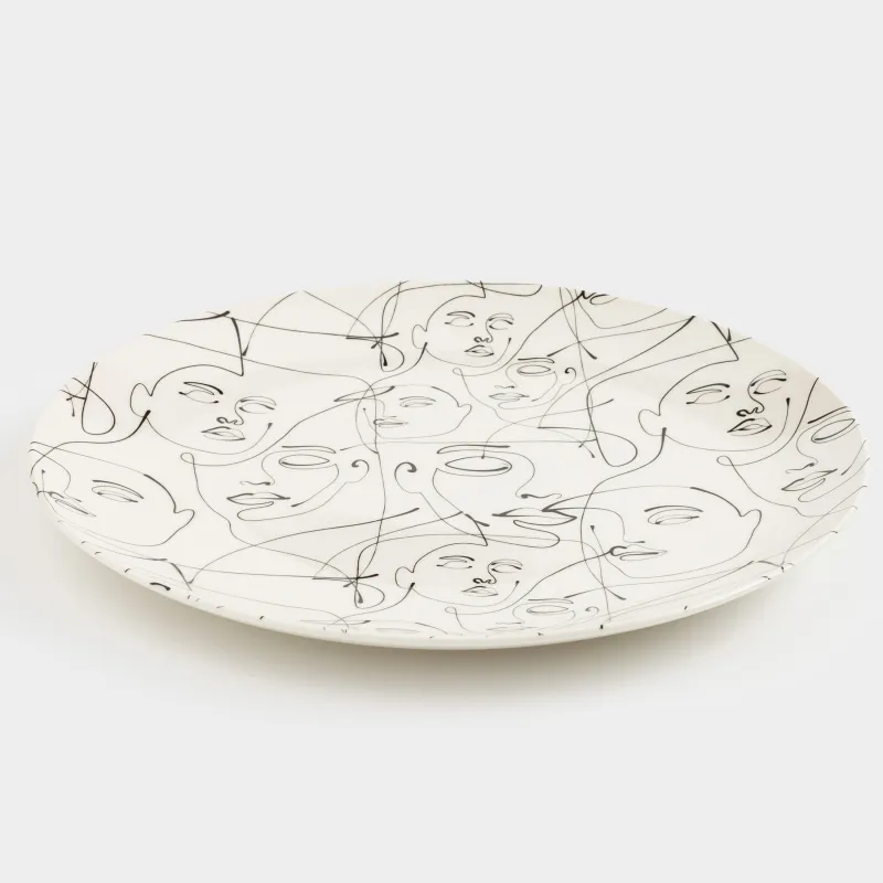 Тарелка обеденная, 27 см, 2 шт, фарфор N, молочная, Абстрактные лица, Face, image-3