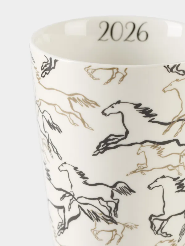 Кружка, 420 мл, фарфор N, бежевая, Лошади, Horse, image-2
