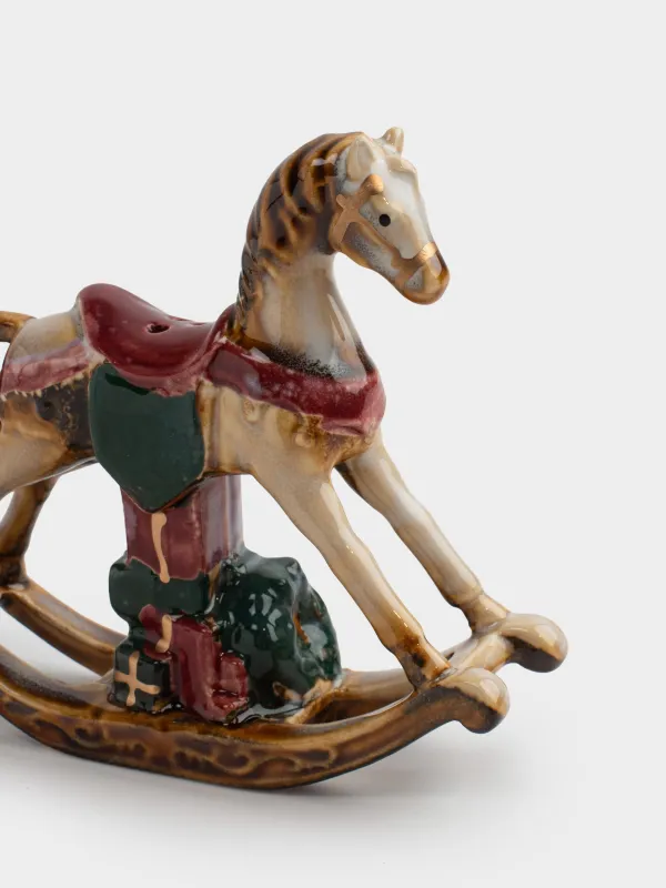 Емкость для соли или перца, 9 см, керамика, Лошадка-качалка с подарками, Christmas miracle classic, image-3