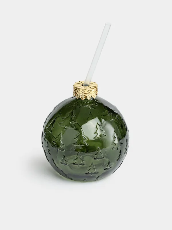 Банка для напитков, 580 мл, с трубочкой, Шар, Christmas drink, image-1