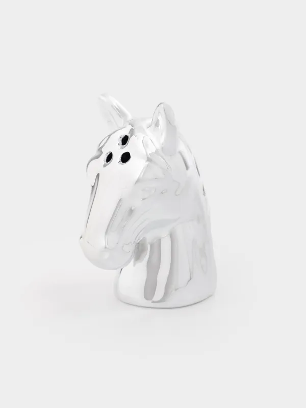 Емкость для соли или перца, 9 см, фарфор P, серебристая, Конь, Horse silver, image-2