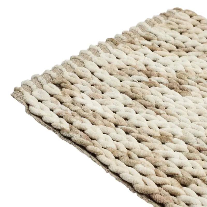 Коврик, 50х80 см, противоскользящий, шенилл/хлопок, бежево-коричневый, Косичка, Cosy, image-1