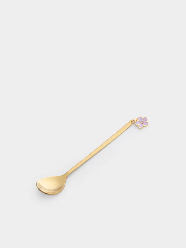 Ложка десертная, 14 см, 2 шт, сталь, золотистая, Стрекоза/Цветок, Bloome, image-4