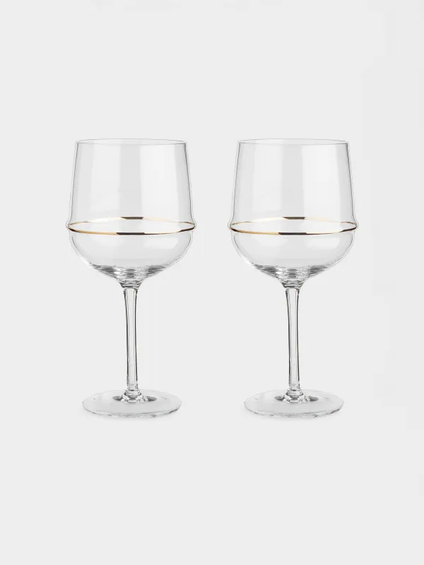 Бокал для вина, 520 мл, 2 шт, кристальное стекло, Золотистое кольцо, Rivello, image-0