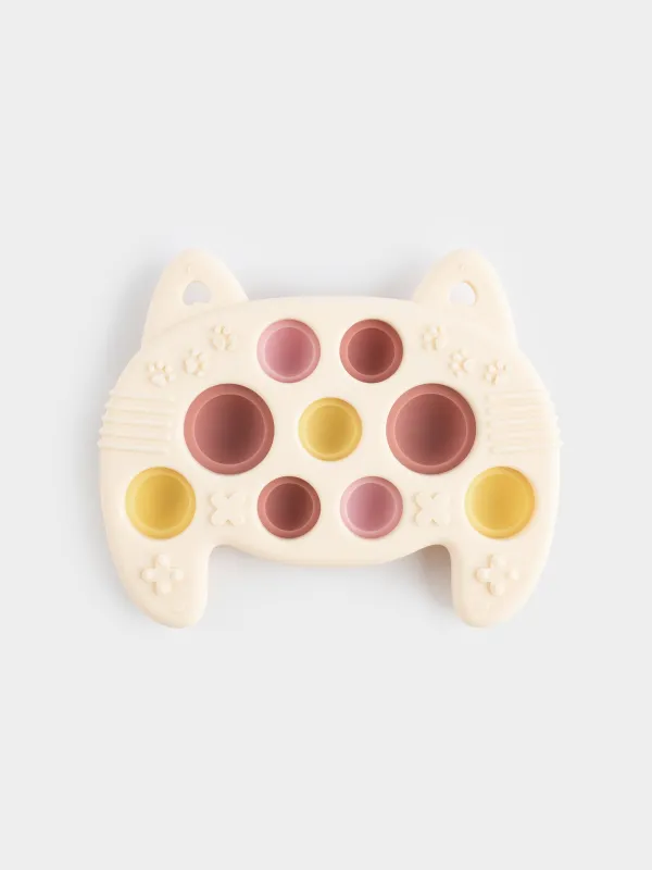 Игрушка развивающая, 10х8 см, пластик/силикон, бежевая, Кот-игровой пульт, Pop-it, image-1