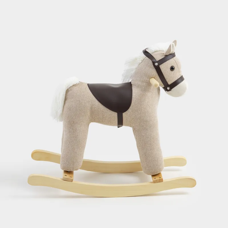 Качалка детская, 64х26х55 см, дерево/полиэстер, бежевая, Лошадка, Childhood
