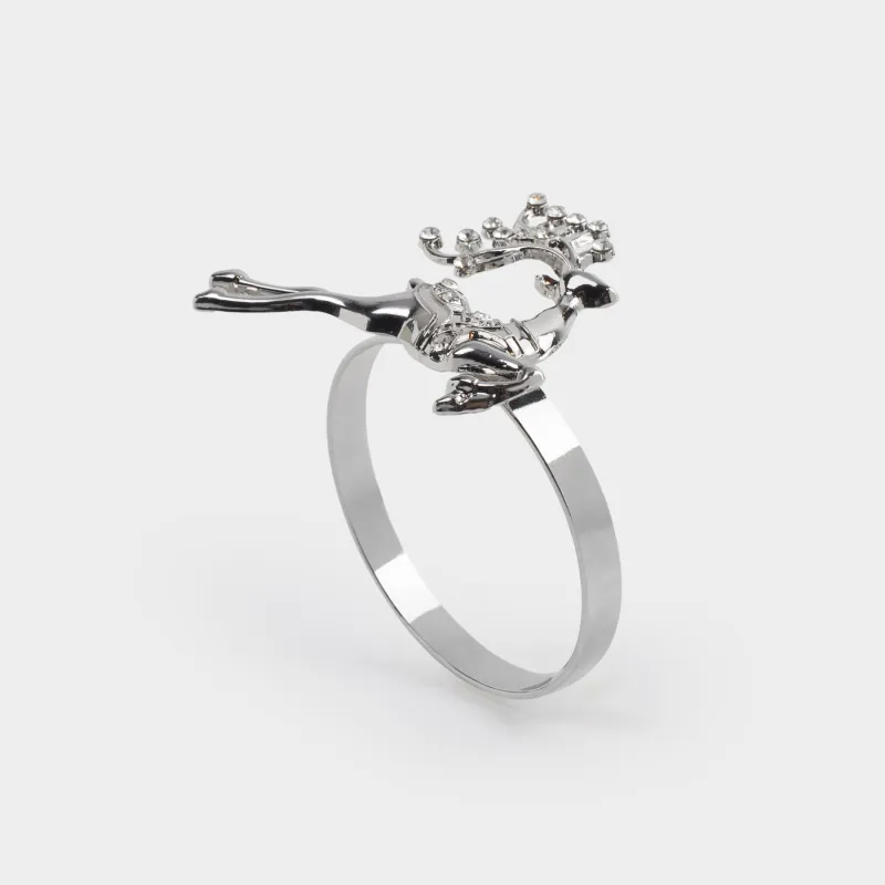 Кольцо для салфеток, 4 см, металл/стразы, серебристое, Олень, Arctic deer