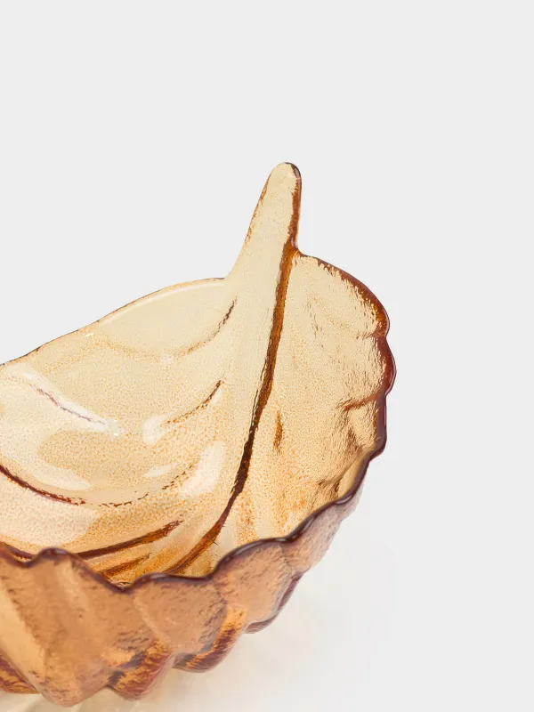 Салатник, 17х10 см, 350 мл, стекло, янтарный, Лист, Curvy, image-6