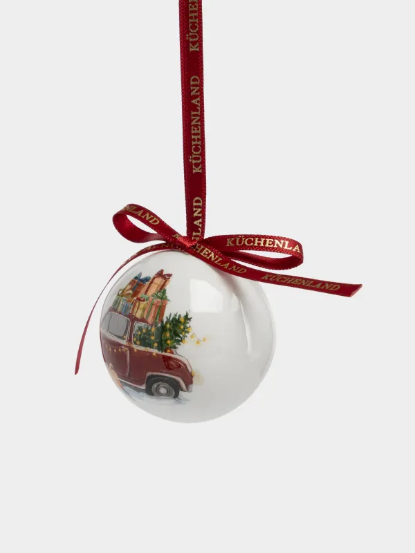 Игрушка елочная, 5 см, Шар, Машинка, Ball print, image-1