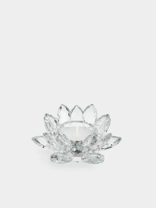 Подсвечник, 10x5 см, для чайной свечи, кристальное стекло, Цветок, Crystal flower, image-2