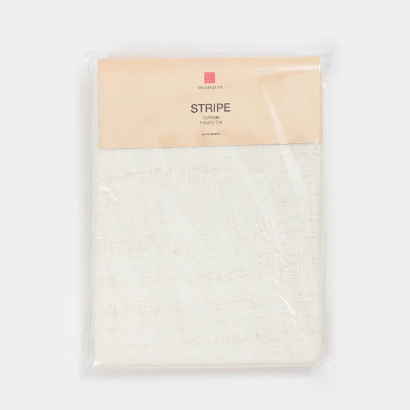 Тюль, 135х275 см, на ленте, белый, полиэстер, Stripe, image-6