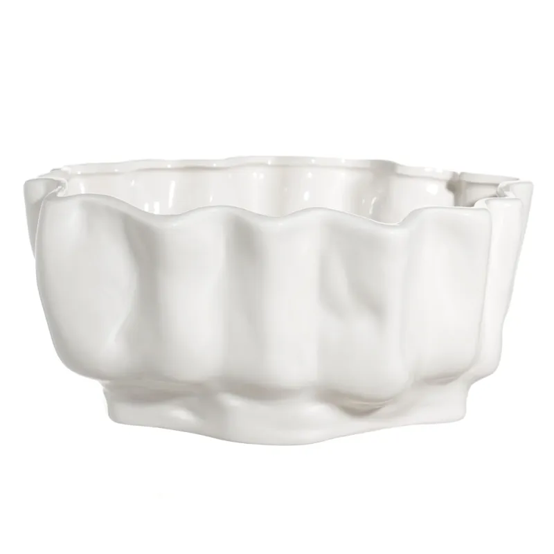 Ваза для фруктов, 26x20 см, керамика, молочная, Изгибы, Crumple