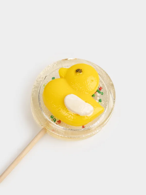 Леденец, 40 гр, погремушка, на палочке, изомальт, желтый, Уточка, Sweet life, image-5