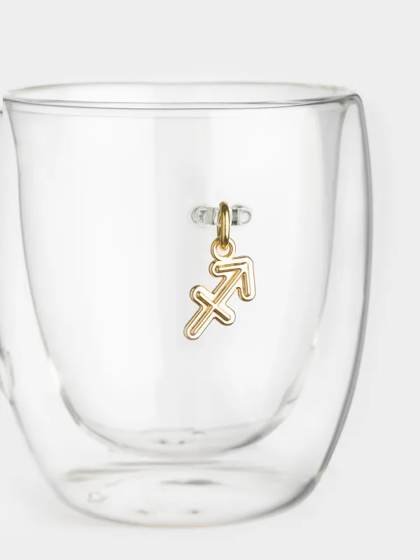 Кружка, 280 мл, стекло Б/металл, с золотистой подвеской, Стрелец, Air figure zodiac, image-4