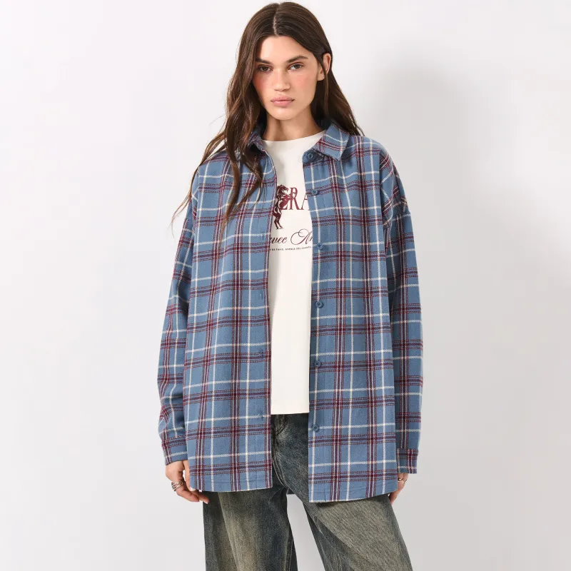 Рубашка с длинным рукавом, бордово-голубая, Jamie