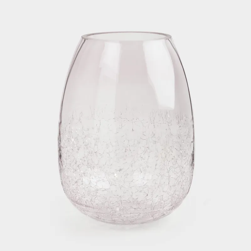 Ваза для цветов, 25 см, стекло, фиолетовая, Кракелюр, Ice