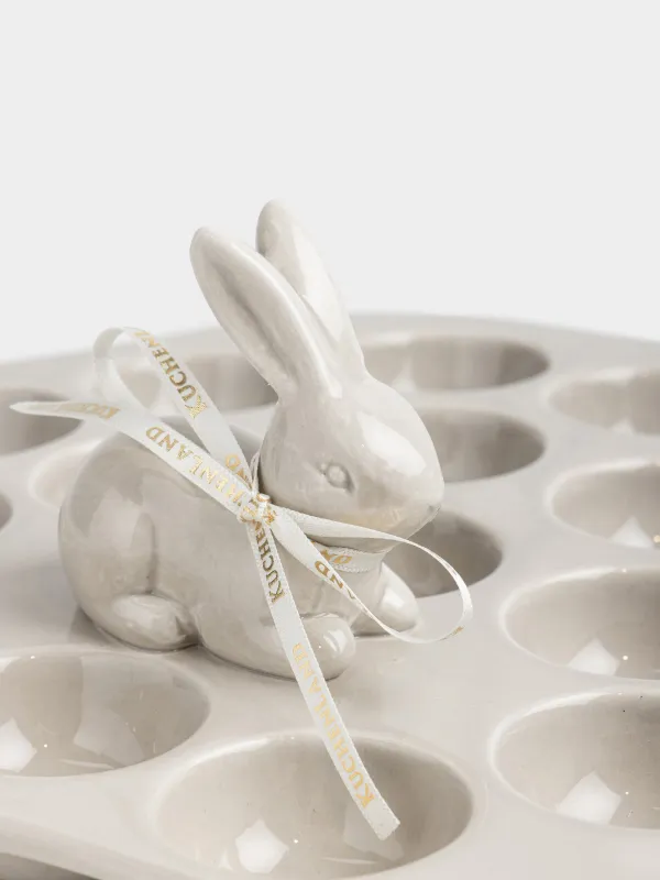 Блюдо пасхальное, 27х10 см, 17 отд, керамика D, бежевое, Кролик, Rustic Easter, image-1