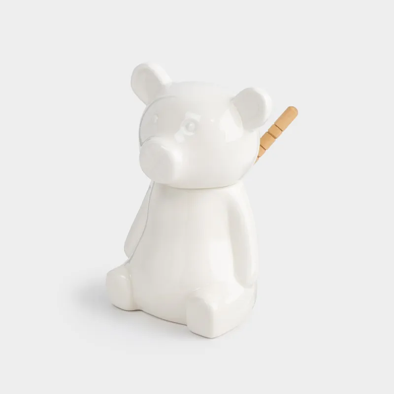Банка для меда, 250 мл, с ложкой, фарфор P/бамбук, Медведь, Bear Meni