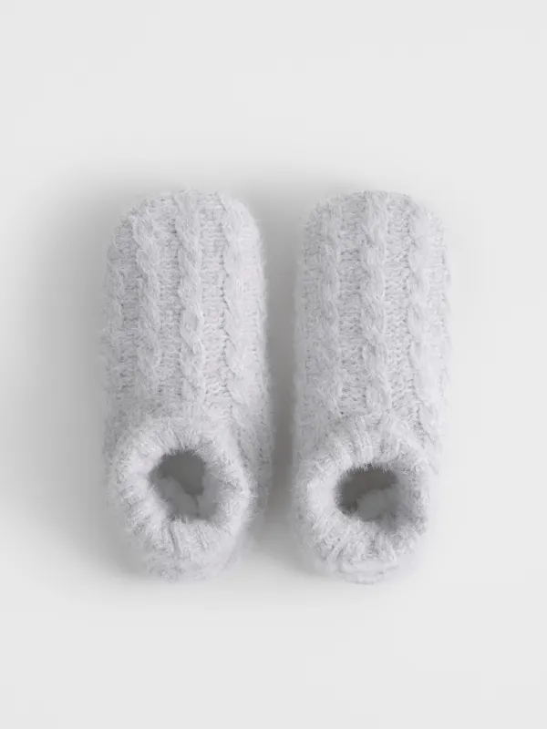 Тапочки-носки домашние, светло-серые, Hotty fuzz, image-1