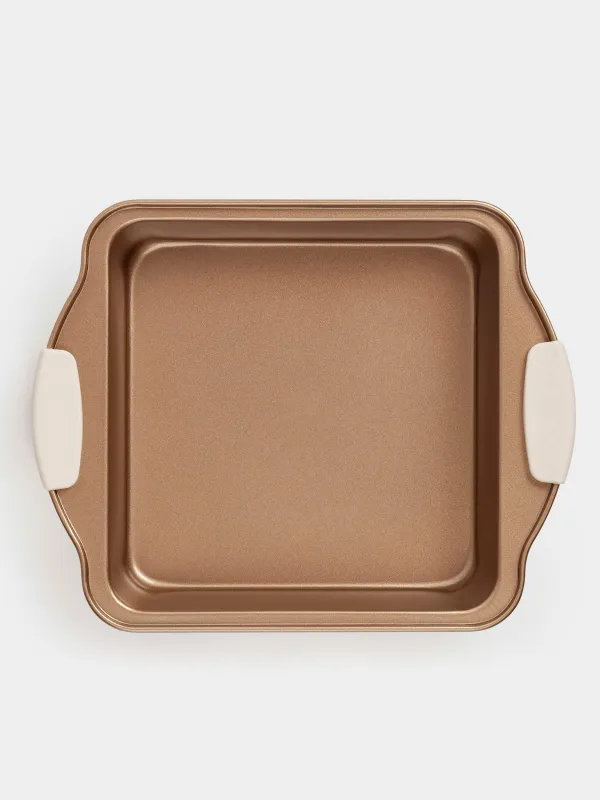 Форма для выпечки, 28x22 см, с ручками, сталь/силикон, квадратная, медная, Resto , image-5