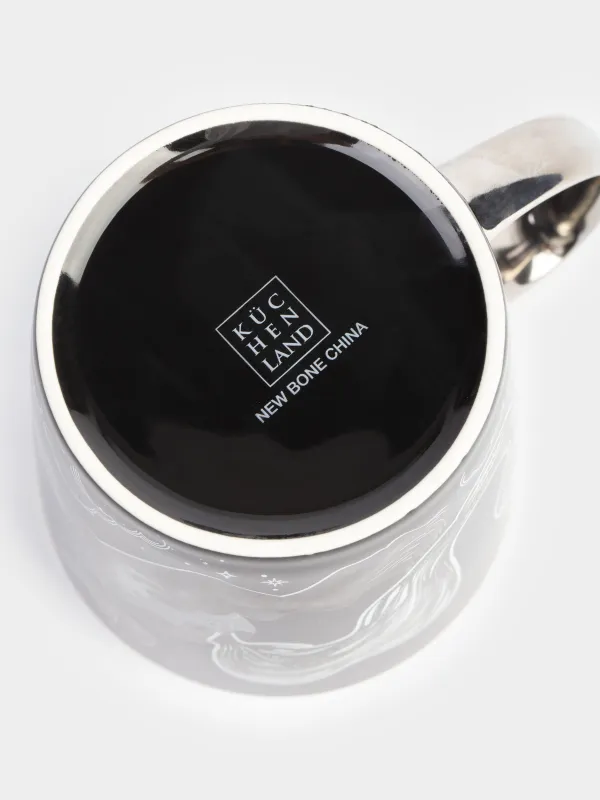 Кружка, 500 мл, фарфор N, черно-серебристая, Лошадь, Horse silver, image-4