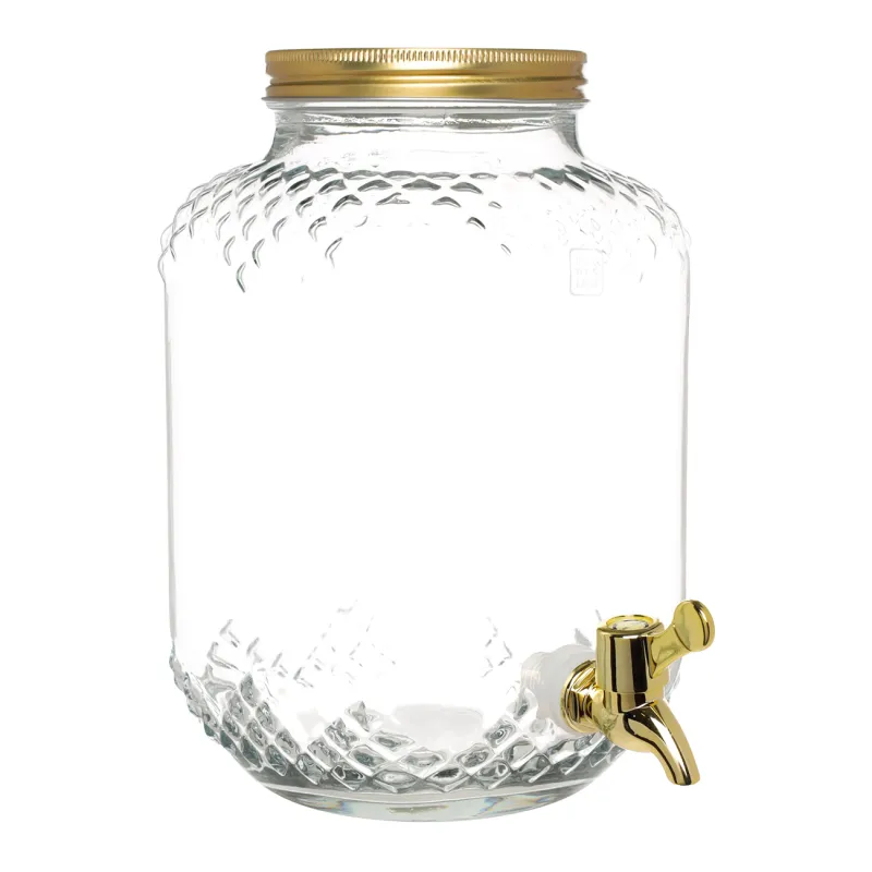 Набор для напитков, 4 перс, 5 пр, диспенсер на подставке, золотистый, стекло/металл, Regale, image-3