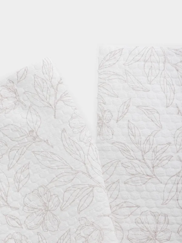 Полотенца рулонные, 25х25 см, 50 шт, целлюлоза, бело-бежевые, Цветы, Roll, image-3