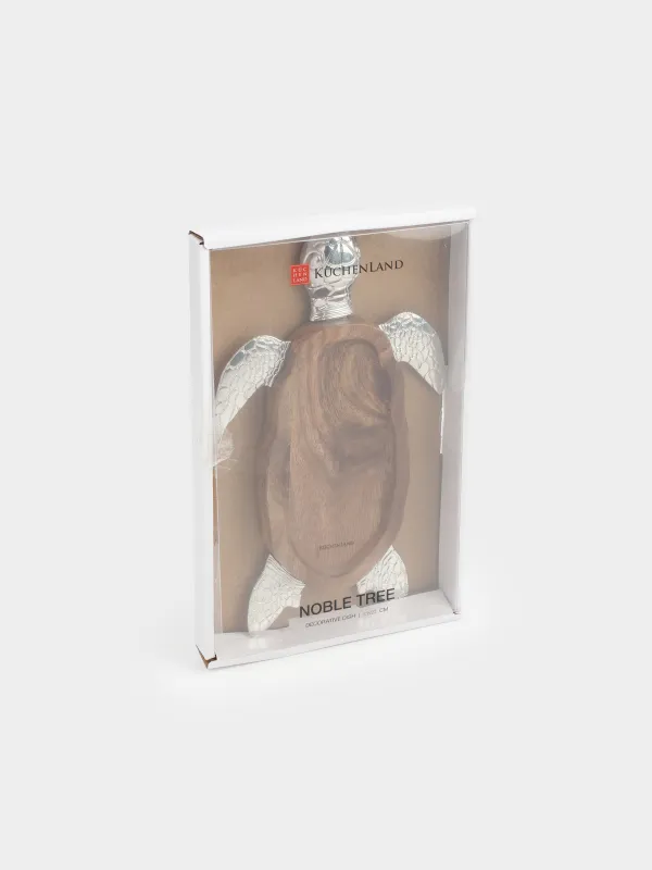 Блюдо декоративное, 13х22 см, дерево/металл, Черепаха, Noble tree, image-5