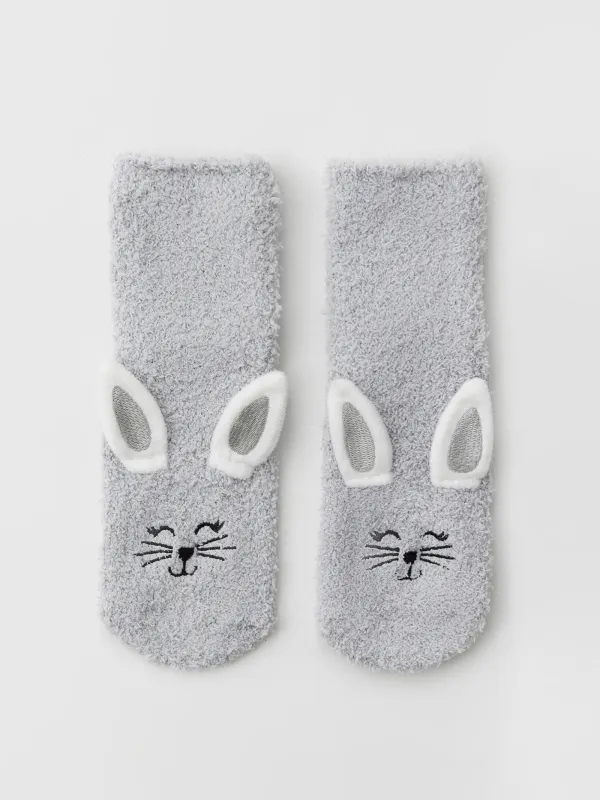 Носки женские, домашние, серые, Заяц, Merry, image-0