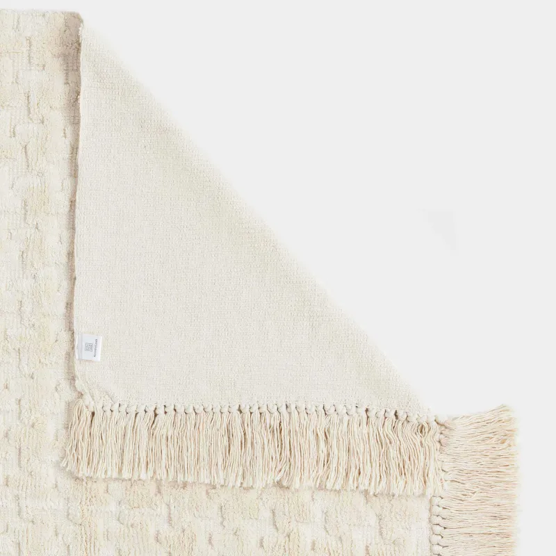 Коврик, 80х150 см, с бахромой, хлопок, песочный, Textured, image-2
