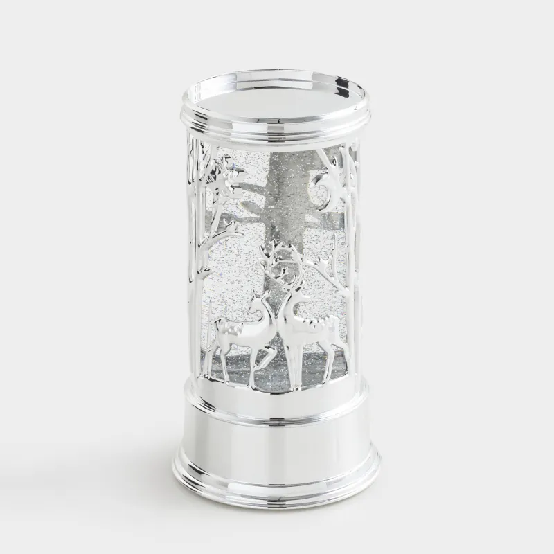 Снежный фонарь, 19 см, с подсветкой, пластик, серебристый, Лес, Silver style