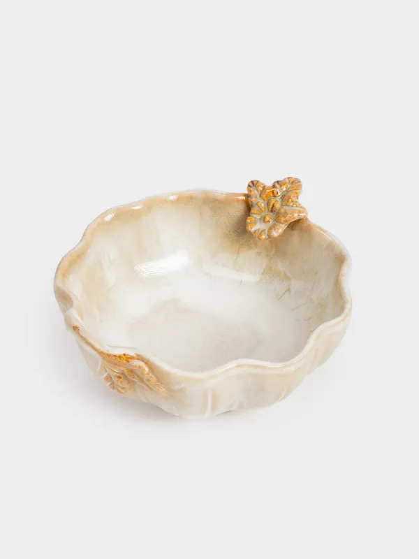 Салатник, 15х7 см, 420 мл, керамика, молочно-коричневый, Тыква с листом, Pumpkin velir, image-1