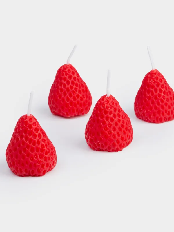 Свеча ароматическая, 3х2 см, 4 шт, красная, Strawberry juice, Клубника, Fruit shape, image-2