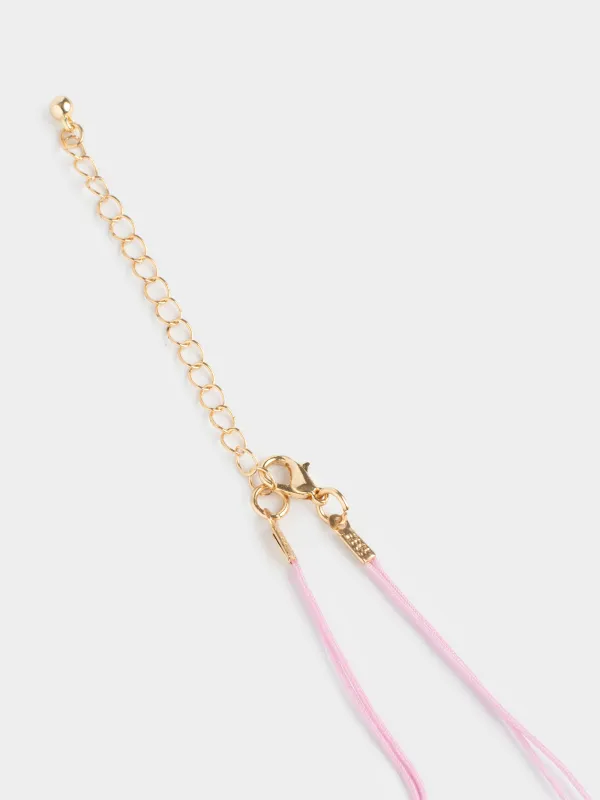 Цепочка, 50 см, с подвеской, пластик/металл, розовая, Сердце, Jewelry heart, image-2