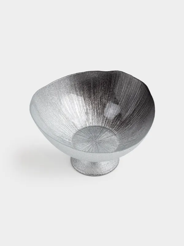 Ваза для фруктов, 24х14 см, на ножке, стекло, серебристо-серая, Angle, image-1