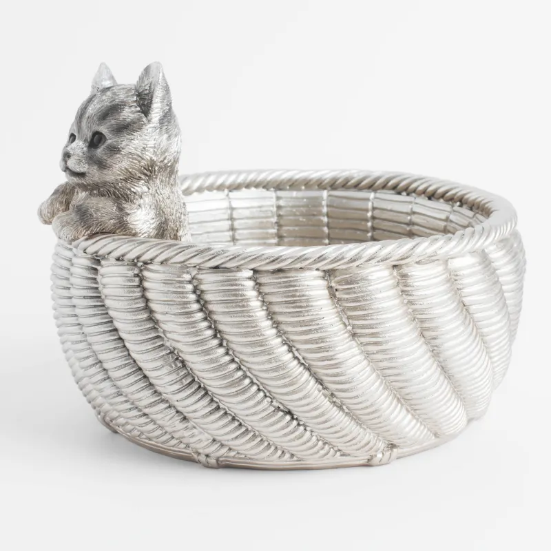 Ваза декоративная, 17х13 см, Котенок в корзине, Cat, image-2