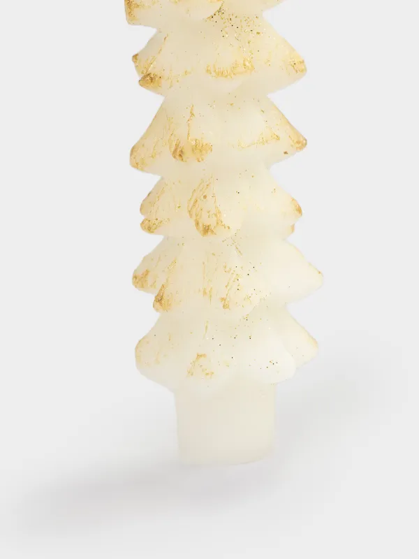 Свеча, 25 см, тонкая, с блестками, шампань, Елка, Fir candle, image-2