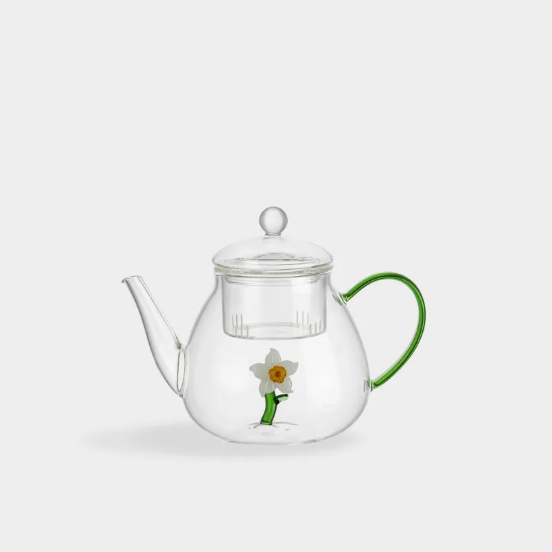 Чайник заварочный, 1 л, стекло Б, зеленая ручка, Нарцисс, Shape