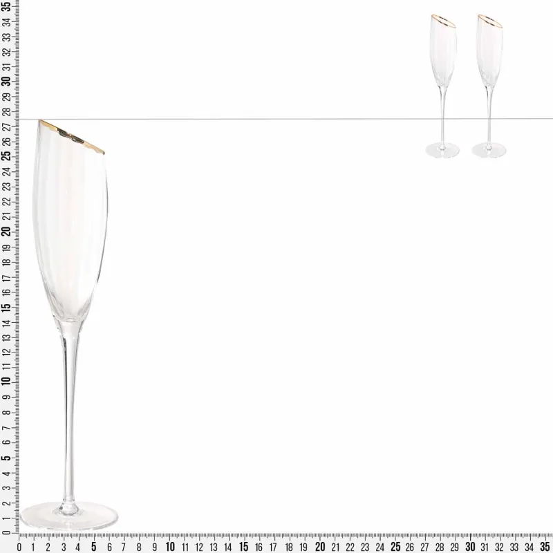 Бокал для шампанского, 180 мл, 2 шт, стекло, с золотистым кантом, Charm R gold, image-1