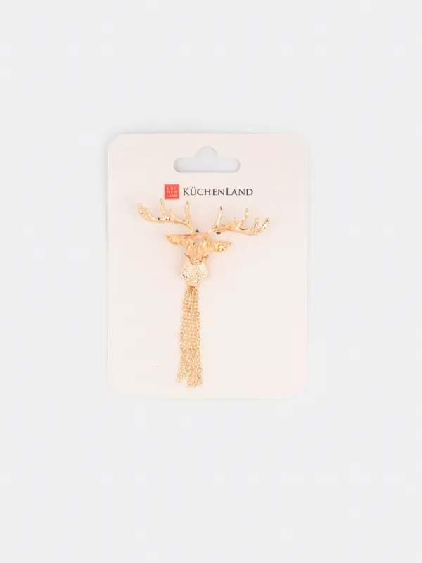 Брошь, 8 см, металл, золотистая, Олень, Jewelry deer, image-3