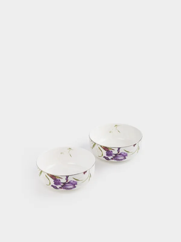 Салатник, 15x6 см, 680 мл, 2 шт, фарфор F, с серебристым кантом, Ирис, Antarctica Flowers, image-1