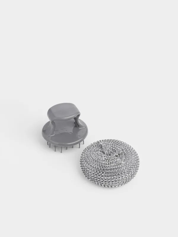 Губка для уборки, с коротким держателем, пластик, Clean, image-1