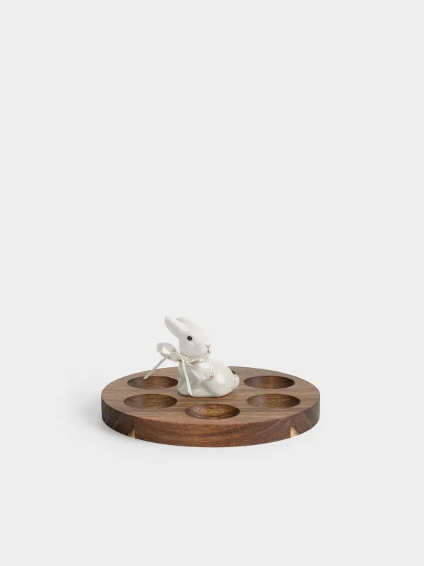 Блюдо пасхальное, 15х6 см, 6 отд, дерево/фарфор P, Кролики, Noble tree, image-0