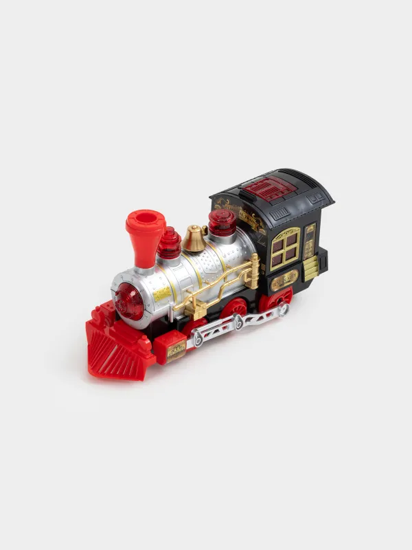 Игрушка, 28х16 см, музыкальная, с подсветкой, пластик, серебристо-черная, Поезд, Game rail, image-2