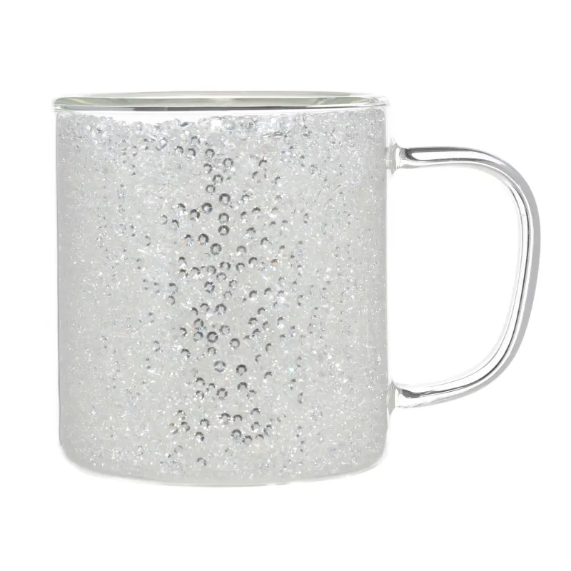 Кружка, 300 мл, стекло Б, с серебристыми кристаллами внутри, Air decor, image-1