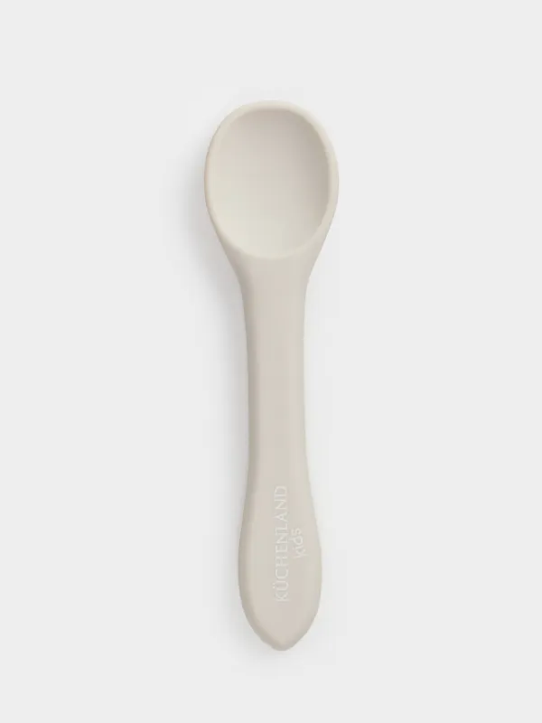 Ложка, детская, 14 см, силикон, серая, Kiddy, image-0