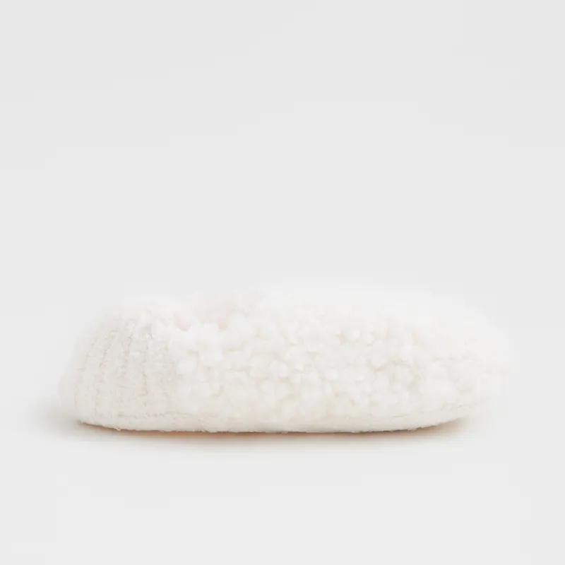 Тапочки-носки женские, домашние, искусственный мех/шерпа, молочные, Curled