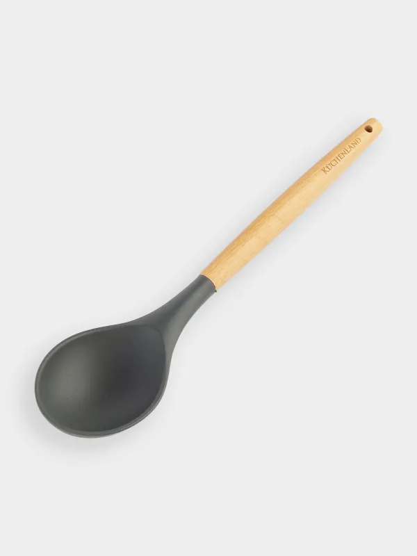 Ложка сервировочная, 31 см, силикон/дерево, серая, Weekend, image-2