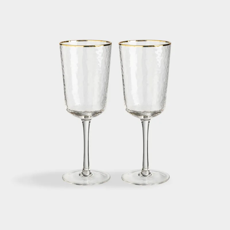 Бокал для вина, 2 шт, с золотистым кантом, Ripply gold